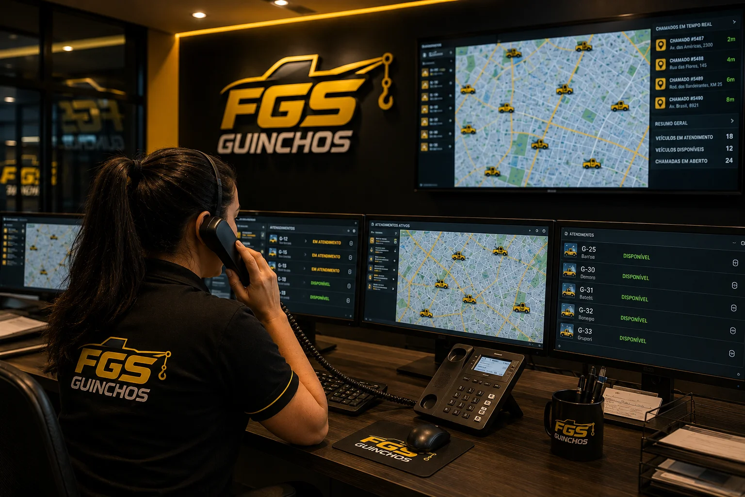 Frota de caminh&otilde;es guincho plataforma FGS Guinchos