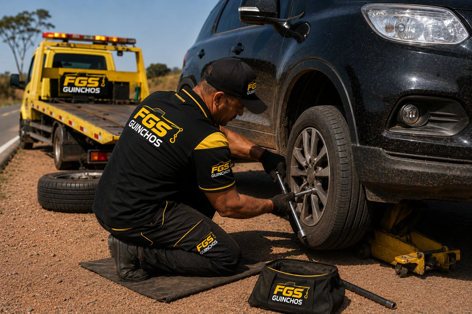 Substitui&ccedil;&atilde;o emergencial de pneu furado